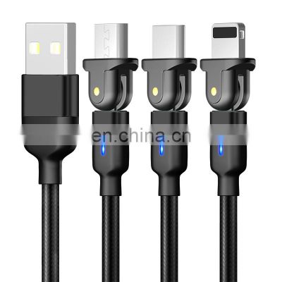 New Arrival 2M 180 rotation USB C fast charging mobile phone cable micro usb data cable for iphone