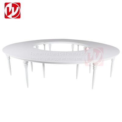 Cheap White MDF Top Banquet Round Table White Legs Wedding Serpentine Half-Moon Event Rental Dining Table