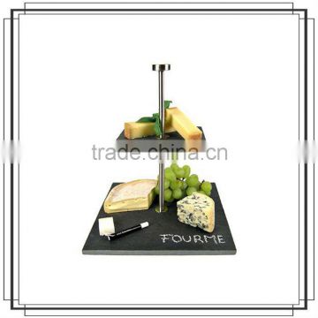 Nature stone slate individual cheese board 2-tier stand