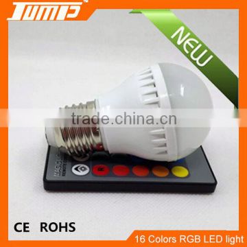 Factory competitive price E27 3W IR remote control LED light color changing RGB bulb