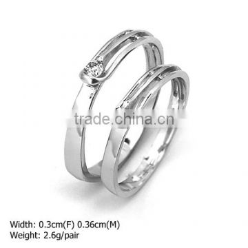 JZ-321 Simple Couple Ring in 925 Sterling Silver Jewelry with CZ Stone