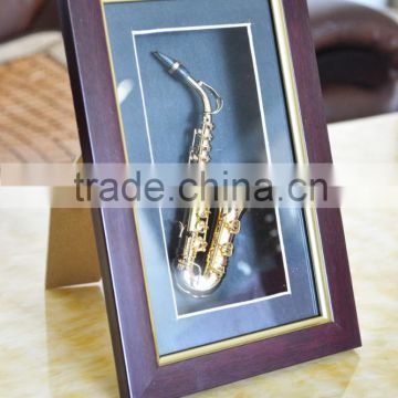 Saxophone Sax Display Case Wall Frame Cabinet Wood Box Home furnishing