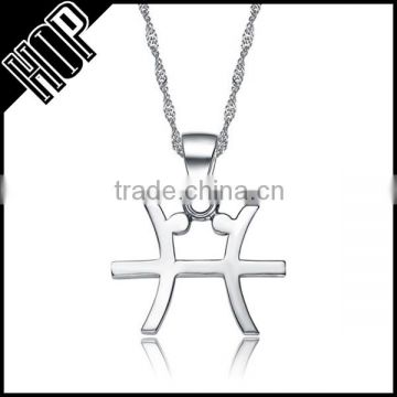 Wholesale factory jewellry lead free high polish Sliver Pisces pendant necklace