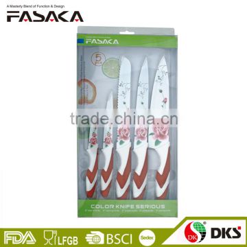 KP1302S5PB Nonstick Knife with PVC Box Packing Color Coating 5pcs knife set