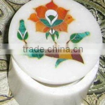Round Marble inlay Jewelry Boxes