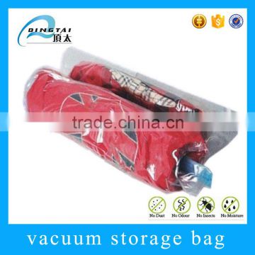 Space save plastic roll-up vacuum compression storage bag
