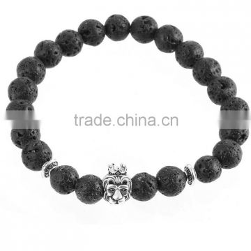 The monkey silver bangle Hand catenary natural stone beads bracelet volcano jewelry