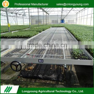 2017 Hot sell movable rolling nursery galvanized greenhouse bench