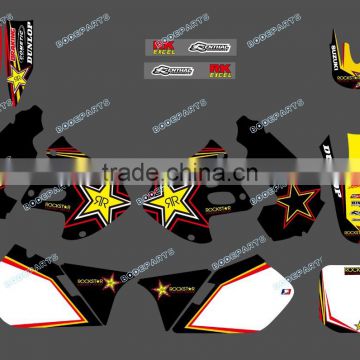 New Style (black white star) TEAM DECALS STICKERS Graphics Kits for SUZUKI RM125 RM250 1999 2000DST0155