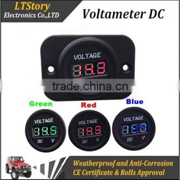 12V-24V Car Motorcycle LED DC Digital Display Voltmeter Waterproof Meter Automobile Motorcycle Voltmeter
