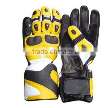 Yellow and Black leather motorcycle gloves