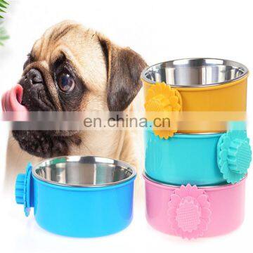 New arrival wholesale thick and durable dog big food bowls hanging stainless steel