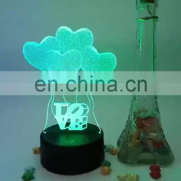 3D LED Night Lamp Love Heart LED USB Touch Button Table Lamp 7 Colors Light Home Decorations Valentine'S Day Gift
