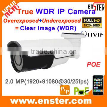 2016 Enster 2MP Wide dynamic range WDR IP Camera with 42pcs IR leds 2.8-12mm varifocal lens