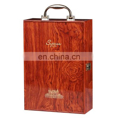 New custom piano lacquered double red wine wooden wine gift box