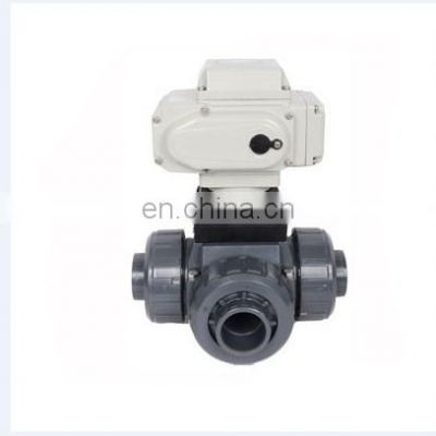 3way electric ball valve 24vdc dn25 on-off type 220v dn40 dn32 dn50 upvc electric actuated ball valve