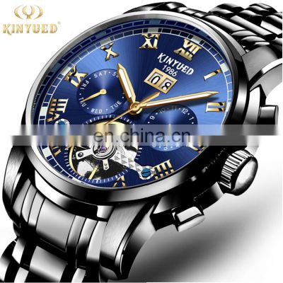 KINYUED J014 Charming Men Business Luminous Stainless Steel Watch Mechanical Men's Sport Watches