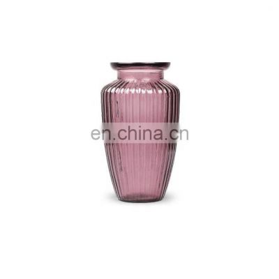 New Design Wholesale Nordic Wedding Home Garden Decorative Creative Round Clear Rose Red Mix Glass Crystal Pot Flower Vase