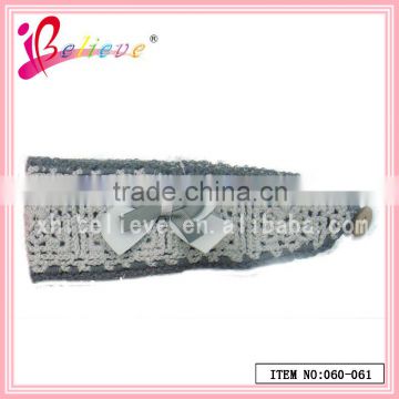 China supply wholesale eco-friendly no fade crochet knit ribbon bow headbands for hair (060-061)