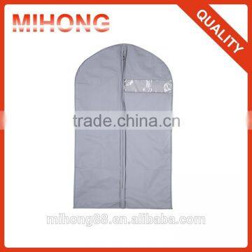 Grey light nylon mens suit garment bags with pvc window