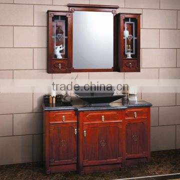 High Quality Red Antique Lacquered Classical bathroom Cabinet