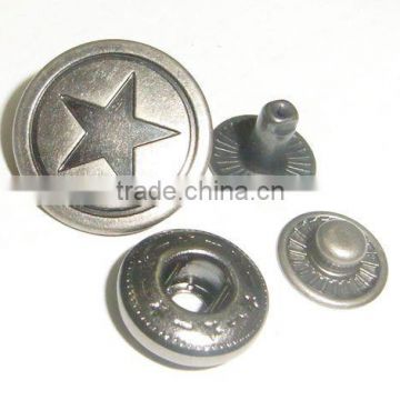 Fashion metal/alloy snap button with engraved logo for garments