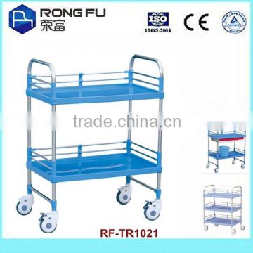 two layers medical trolley for hospital used