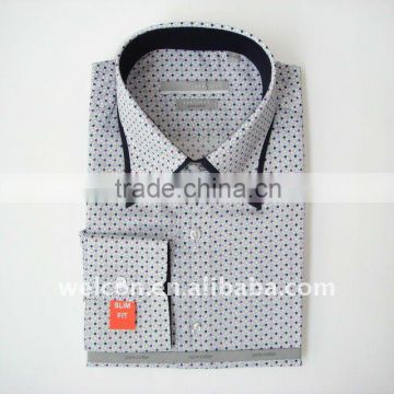 Men's classic business dress 100% cotton long sleeve stylish spot shirt