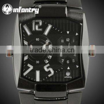 INFANTRY Men's Dual Time Display Date Quartz Black Fashion Polit Watch