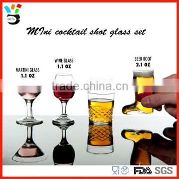 Holiday Gift Drinking Hand Made 1.1oz & 2.1oz Mini Cocktail Shot Glass Set