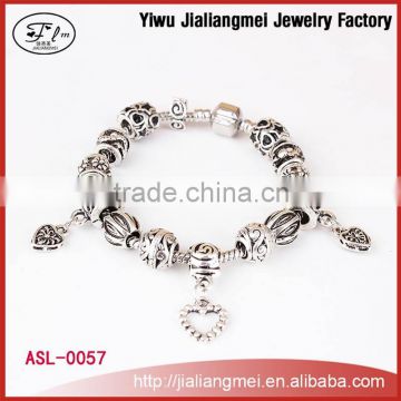 Wholesale European Heart Design Charm Hand Jewelry With Bead Fit Charm Bracelet For Women