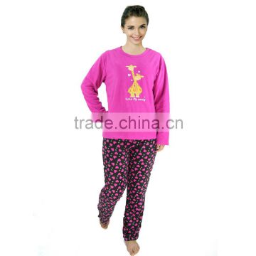 Kevince women polar fleece pyjamas set fusia deer 1000pcs up OEM factory directly