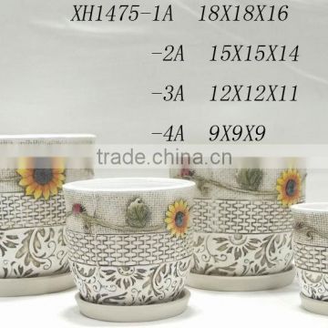 ceramic spring flower pot set 4