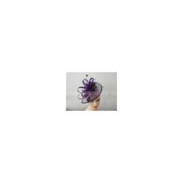 Single Layer Elegant Sinamay Ladies Fascinators With Coque Feathers, Satin Strpe for Party
