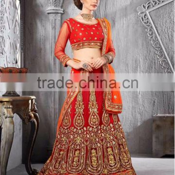 Indian Designer Red color Net Lehenga Choli from India