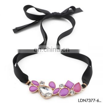 Lasted Spring Summer design ribbon with alloy pendant necklace