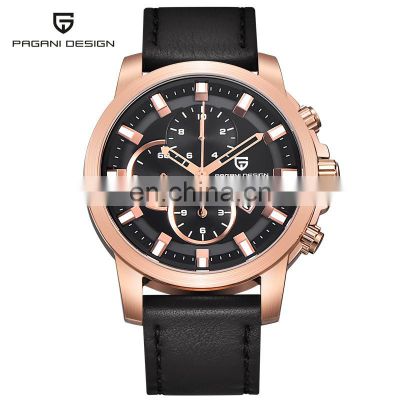 PAGANI DESIGN 2686 Charming Rose Gold Case Quartz Movement Watch Leather Band Water Resistant