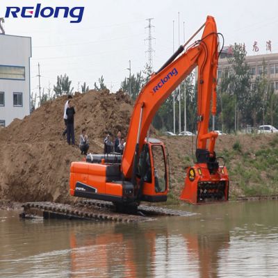 High Quality Amphibious Crawler Excavator with Pontoon Dredging Excavator