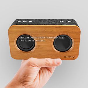 INSMY Retro Bluetooth Speaker, 20W Portable Wood Home Audio Super Bass Stereo with Subwoofer, Bluetooth 5.0 24H Playtime Support TF Card Aux Wireless Bookshelf Speaker for Party