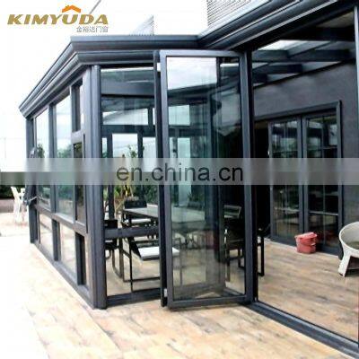 Commercial Horticultural Aluminum Alloy Glass House Free Standing Tempered Glass Enclosed Patio Sun Room
