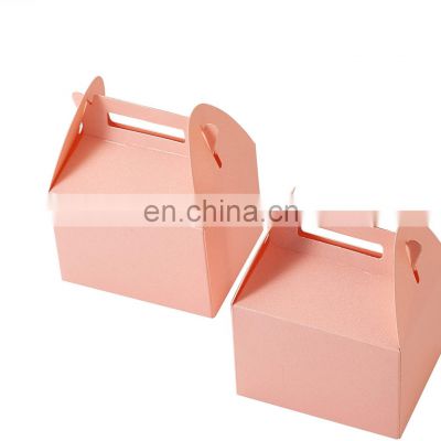 Pink portable paperboard gift packing box with handle wedding Christmas valentine's day gift packing box