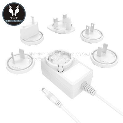 24V1A Replaceable Plug Power adapter,GS,CE,UKCA,UL,ETL,FCC,PSE,ROHS Approval, VI Efficiency,5V4A,5V5A,12V2A,12V2.5A,12V3A,24V1A,24V1.5A,48V0.38A Multi-country plug power adapter