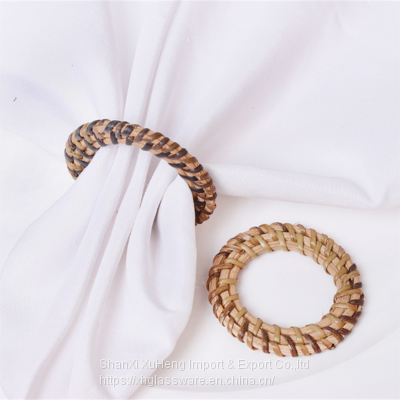 Round Shaped Rattan Napkin Ring Holder For Home Decoration