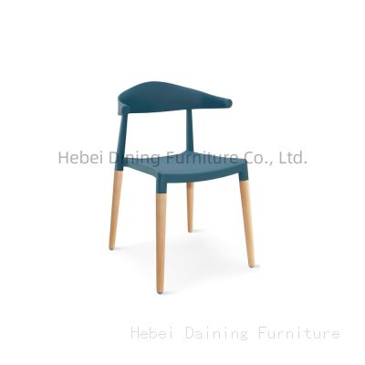 Plastic Dining Chair With Wooden Legs DC-P72