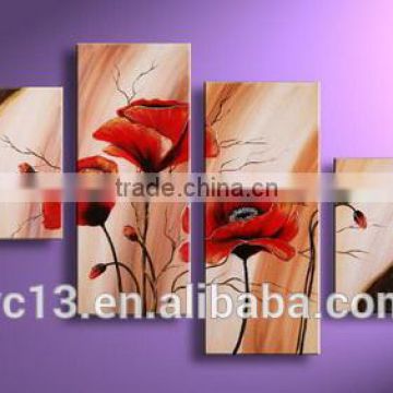4 panel excellent quality flower handmade oil paintings pl-19