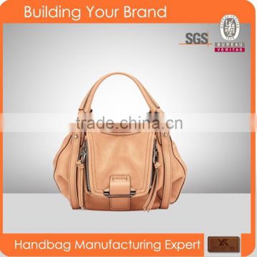 R-2025 Popular Design High Quality Brown Grain Leather Bucket Bag
