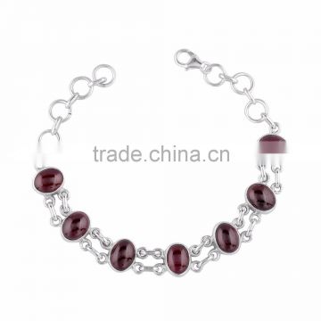Wholesale 925 sterling silver gemstone jewelry Garnet jewelry silver bracelet for women
