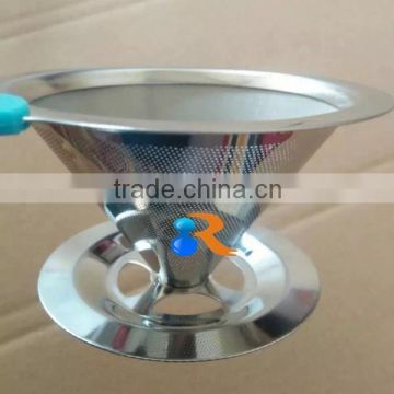 trade assurance 18/8 stainless steel reusable ultra fine mesh pour over cone coffee filter