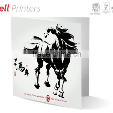 Chinese New year 2014 Gold stamping glossy finish greeting card