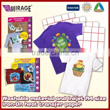 Washable Material And Inkjet A4 Size Iron-On Heat Transfer Paper